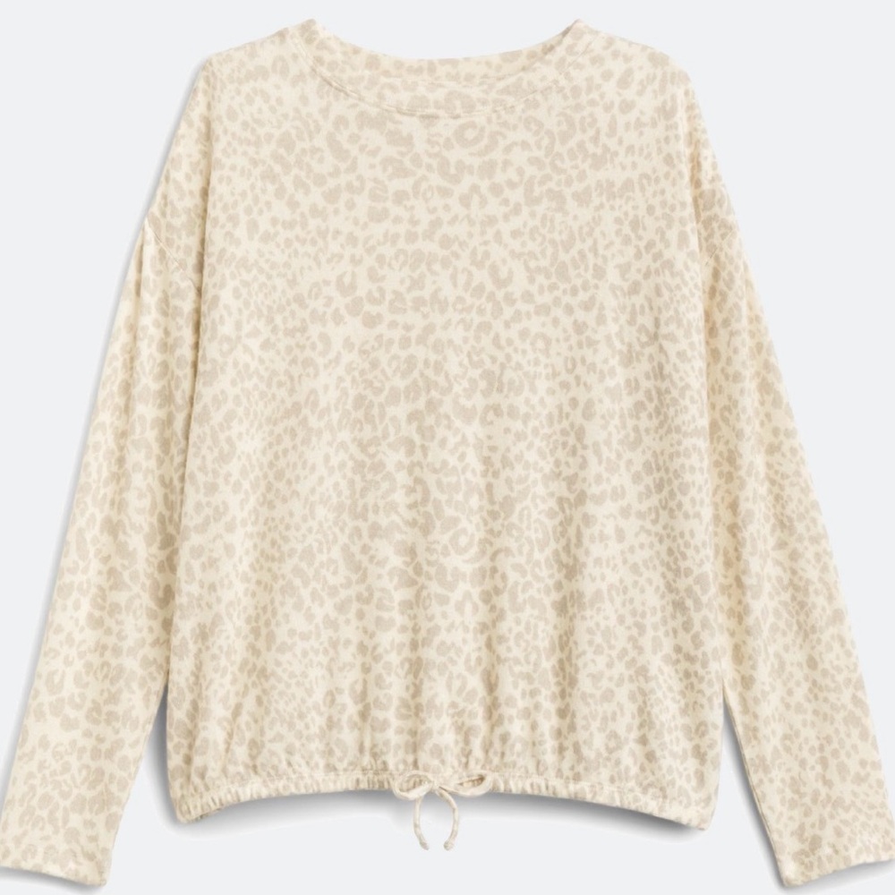 Leopard Print Drawstring Hem Top